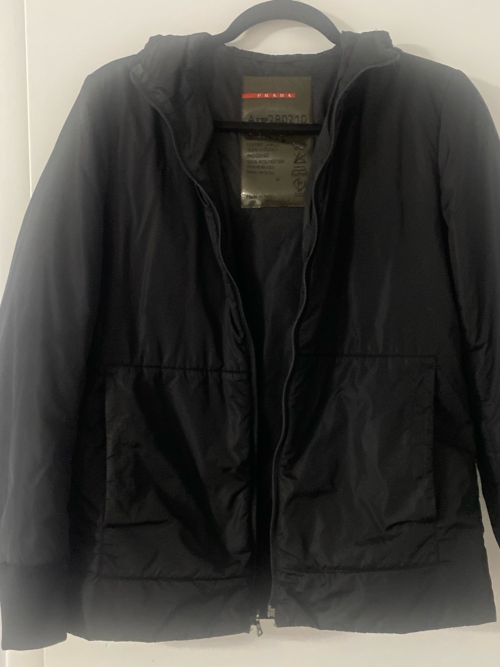 Unisex Black Hooded Jacket by Prada - Insulated Everyday Coat